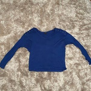 EXPRESS blue long sleeve with shoulder detailing